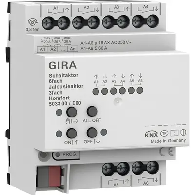 Gira schalt-/Jal.aktor 6-fach/3-fach 16 A REG Kmf KNX Secure (503300)