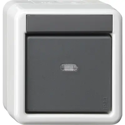 Gira KNX Taster-BA 1-fach Kontrollf. + 2-Punkt WG AP Grau (515230)