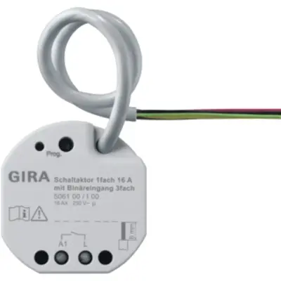 Gira Schaltaktor Unterputz 1-fach 16A mit 3-fach Binäreingang für Gira One und KNX System (506100)