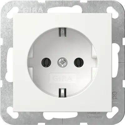 Gira Schuko-Steckdose mit Befestigungskrallen System 55 weiß matt (418827)