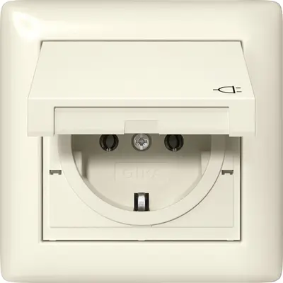 Gira Schuko-Steckdose Klappdeckel IP44 komplett System 55 creme glänzend (415701)
