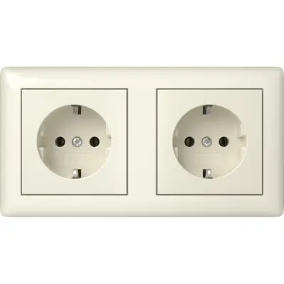 Gira Schuko-Steckdose set 2-fach komplett vorverdrahtet Type 10 Standard 55 creme glänzend (482101)