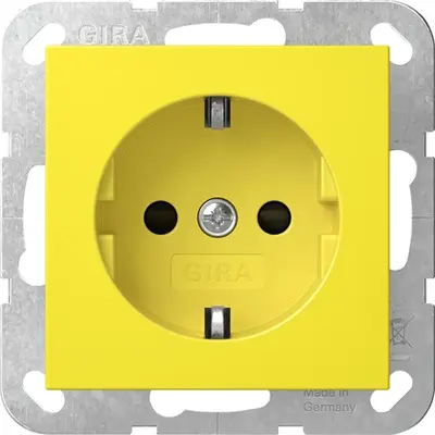 Gira SCHUKO-Steckd. SH + Abd. Sonderstrom System 55 Gelb (4453106)