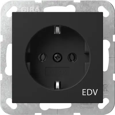 Gira SCHUKO-Steckdose nur für EDV System 55 Schwarz matt (4458005)