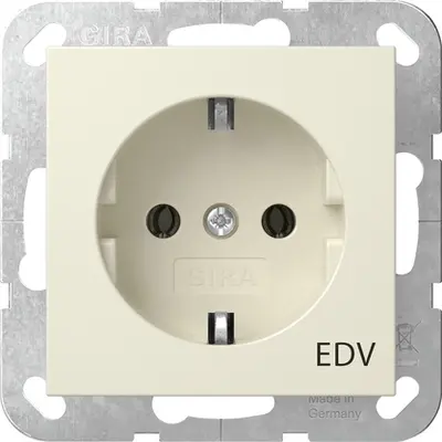 Gira SCHUKO-Steckdose nur für EDV System 55 Creme glänzend (445801)