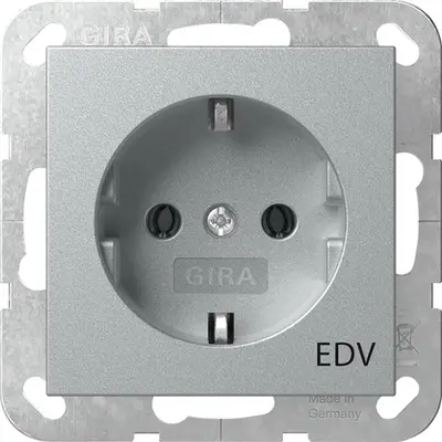 Gira SCHUKO-Steckdose nur für EDV System 55 F aluminium matt (445826)