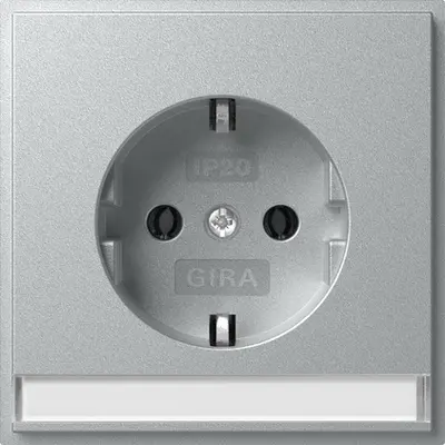 Gira SCHUKO-Steckdose mit erhöhtem Berührungsschutz und Beschriftungsfeld TX44 aluminium (446265)