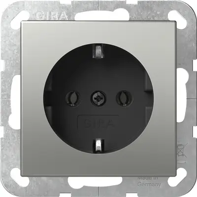 Gira Schuko-Steckdose ohne Krallenbefestigung System 55 Edelstahl (4466600)