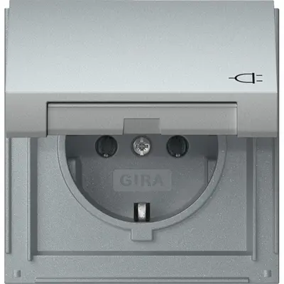 Gira Schuko-Steckdose Klappdeckel TX44 aluminium (445465)