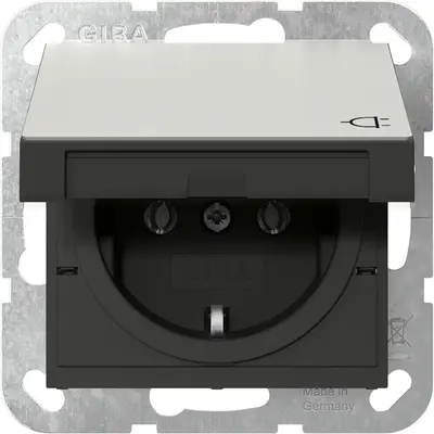 Gira Schuko-Steckdose mit Klappdeckel System 55 edelstahl (4454600)