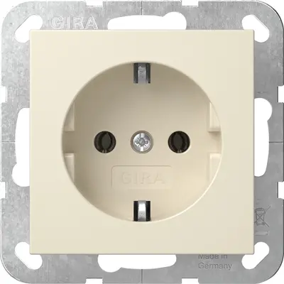 Gira Schuko-Steckdose ohne Krallenbefestigung System 55 creme glänzend (446601)
