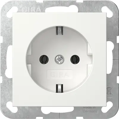 Gira Schuko-Steckdose ohne Befestigungskrallen System 55 weiß matt (446627)