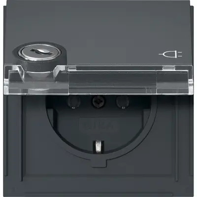 Gira Schuko-Steckdose mit Klappdeckel Schloss und Beschriftungsfeld mit gleichen Schließungen TX44 anthrazit (456967)
