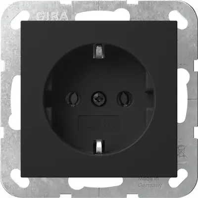 Gira Schuko-Steckdose mit Krallenbefestigung System 55 schwarz matt (4188005)
