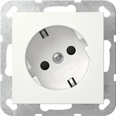 Gira Schuko-Steckdose erhöhtem Berührungsschutz 30 grad gedreht System 55 weiß glänzend (441803)
