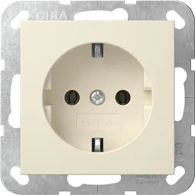 Gira Schuko-Steckdose mit Befestigungskrallen System 55 creme glänzend (418801)