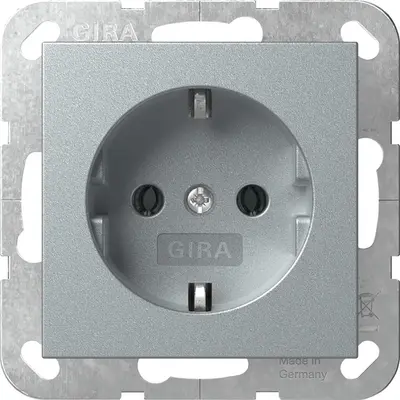 Gira Schuko-Steckdose mit Befestigungskrallen System 55 aluminium matt (418826)