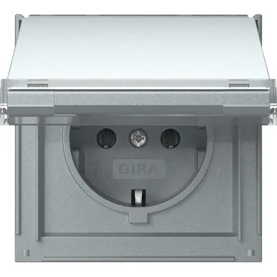 Gira Schuko-Steckdose Klappdeckel Beschriftungsfeld TX44 aluminium (441065)
