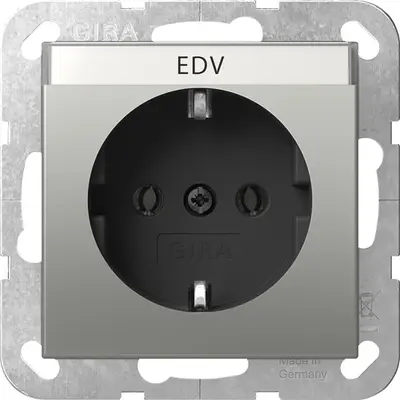 Gira Schuko-Steckdose mit Beschriftungsfeld System 55 edelstahl (4457600)