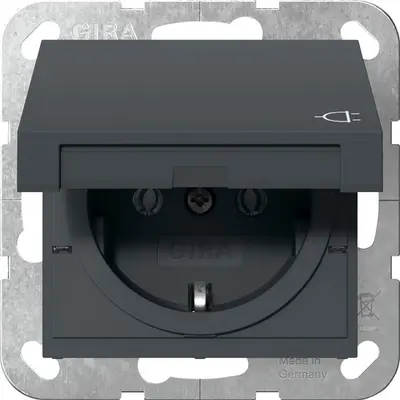Gira Schuko-Steckdose mit Klappdeckel System 55 anthrazit matt (445428)