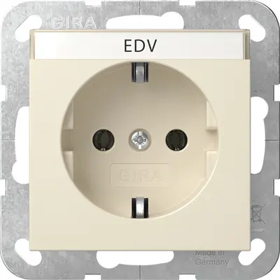 Gira Schuko-Steckdose mit Beschriftungsfeld System 55 creme glänzend (445701)