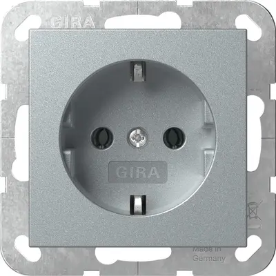 Gira Schuko-Steckdose ohne Befestigungskrallen System 55 aluminium matt (446626)