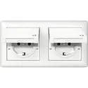 Gira Schuko-Steckdose 2-fach Klappdeckel IP44 komplett System 55 weiß glänzend (415803)