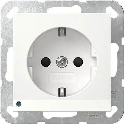 Gira Schuko-Steckdose erhöhtem Berührungsschutz LED-Orientierungsleuchte System 55 weiß matt (417027)