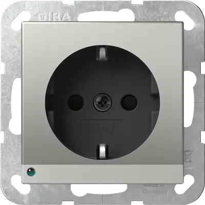 Gira Schuko-Steckdose erhöhtem Berührungsschutz LED-Orientierungsleuchte System 55 edelstahl (4170600)