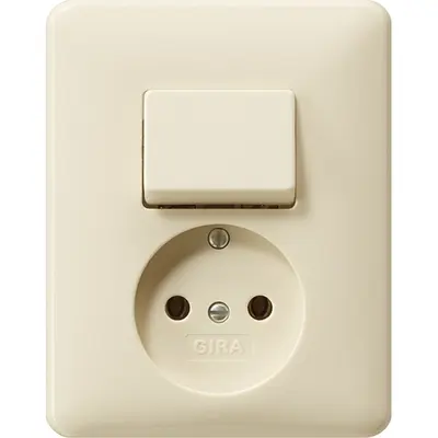 Gira Kombination Schalter und Steckdose ohne Schutzkontakt Standard 55 creme glänzend (047601)