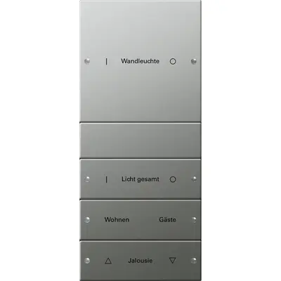 Gira Wippenset 4f (1+3) beschr. System 55 Edelstahl (2134602)