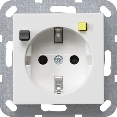 Gira FI-Schutzsteckdose 30 mA mit Shutter System 55 weiß matt (267727)