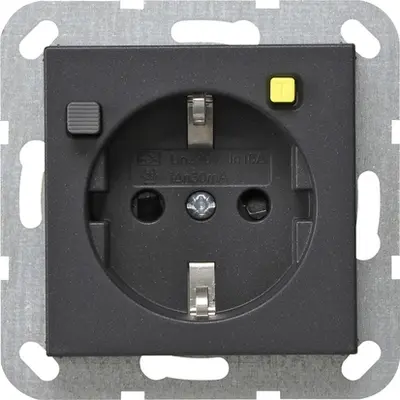 Gira FI-Schutzsteckdose 30 mA mit Shutter System 55 anthrazit (267728)