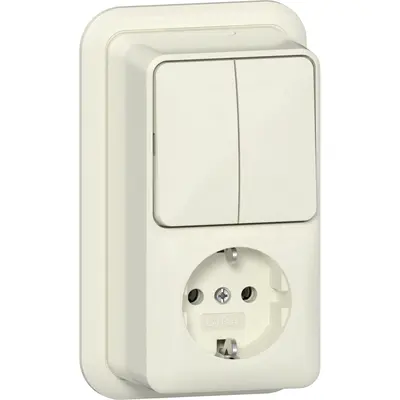 Gira Kombination Serienschalter und Schuko-Steckdose Aufputz creme (417510)