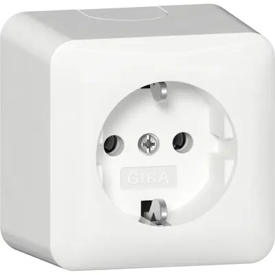 Gira Schuko-Steckdose mit interner Montageplatte Aufputz weiß (444013)