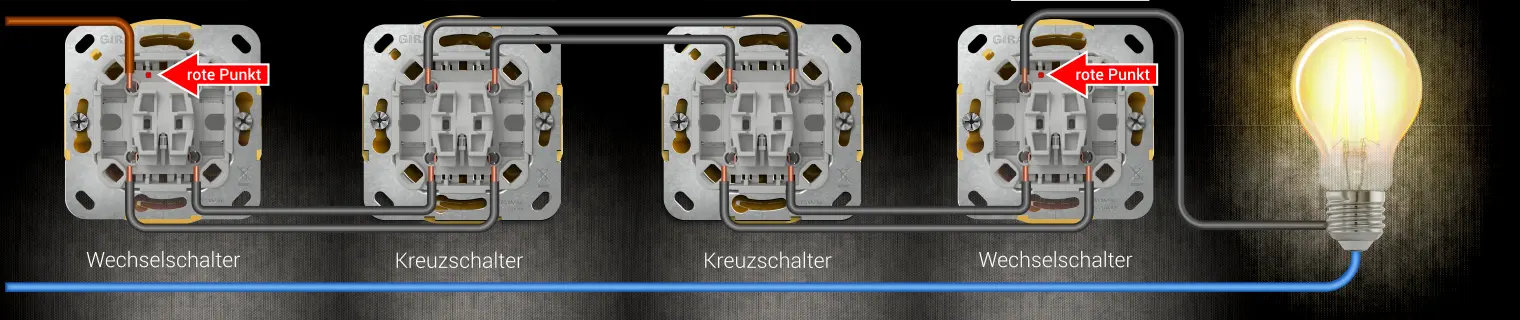 Gira mehrfache Kreuzschaltung verdrahten / anschließen
