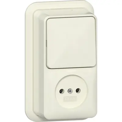 Gira Kombination Schalter und Steckdose ohne Schutzkontakt Aufputz creme (447610)