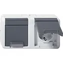 Gira Schuko-Steckdose 2fach horizontal Klappdeckel komplett Aufputz IP44 (478130)