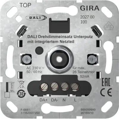 Gira DALI potentiometer mit integriertem netzteil (202700)