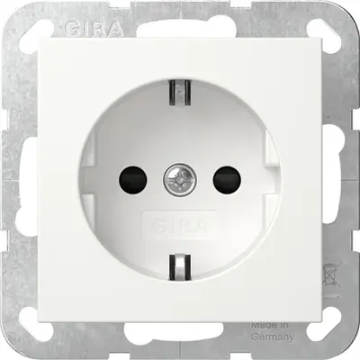 Gira SCHUKO-Steckdose mit erhöhtem Berührungsschutz Schraubklemmen System 55 Reinweiß matt (418327)