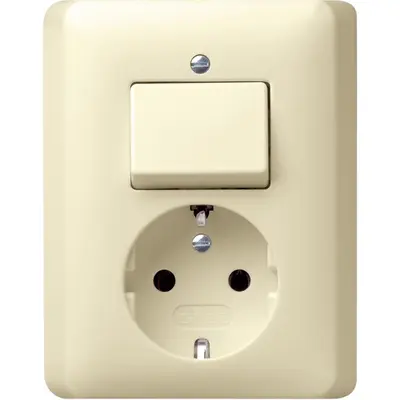 Gira Kombination Schalter und Schuko-Steckdose Standard 55 creme glänzend (017601)