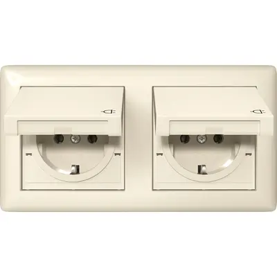 Gira Schuko-Steckdose 2fach Klappdeckel IP44 komplett Standard 55 creme glänzend (415801)