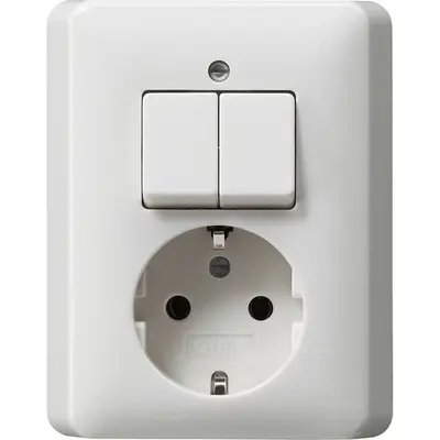 Gira Kombination Serienschalter und Schuko-Steckdose Standard 55 weiß glänzend (017503)