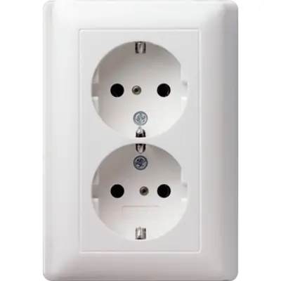 Gira Schuko-Steckdose 2-fach mit erhöhtem Berührungsschutz für 1-fach Unterputzdose System 55 weiß glänzend (078303)