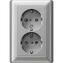 Gira Schuko-Steckdose 2-fach mit erhöhtem Berührungsschutz für 1-fach Unterputzdose System 55 aluminium matt (078326)
