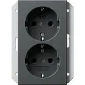 Gira Schuko-Steckdose 2-fach mit erhöhtem Berührungsschutz für 1-fach Unterputzdose System 55 anthrazit matt (273128)
