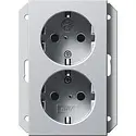 Gira Schuko-Steckdose 2-fach mit erhöhtem Berührungsschutz für 1-fach Unterputzdose System 55 aluminium matt (273126)