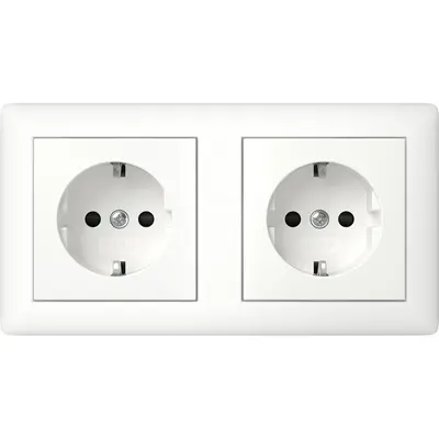 Gira Schuko-Steckdose set 2-fach mit erhöhtem Berührungsschutz komplett vorverdrahtet für Duo-Dose Standard 55 weiß matt (478604)