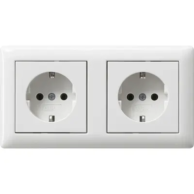 Gira Schuko-Steckdose set 2-fach komplett vorverdrahtet für Duo-Dose Standard 55 weiß glänzend (479303)