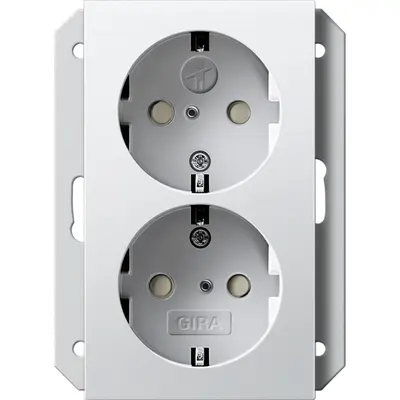 Gira Schuko-Steckdose 2-fach mit erhöhtem Berührungsschutz für 1-fach Unterputzdose System 55 weiß glänzend (273103)